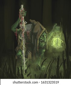 Swamp Goblin Necromancer Illustration Artwork Just Stock Illustration ...