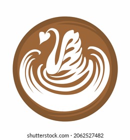 Swan Aflutter Coffee Latte Art Logo Icon with white background, Digital illustration - Powered by Shutterstock