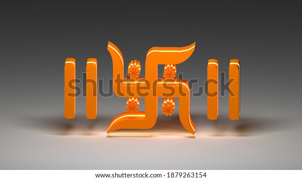 Swastik 3d Orange Background Unique Wallpaper Stock ...