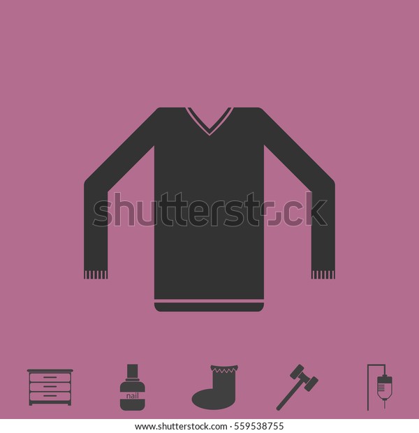 Sweater\
icon flat. Simple grey pictogram and bonus\
symbol