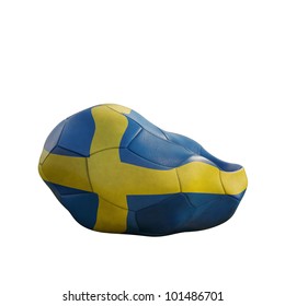 Sweden Deflated Soccer Ball Isolated On White