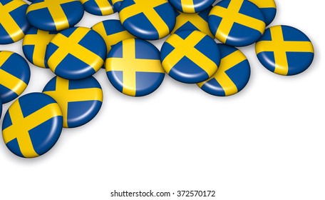 Sweden flag on badges background image for Swedish national day events, holiday, memorial and celebration with copyspace. - Powered by Shutterstock