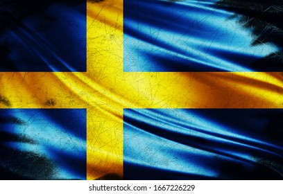 Sweden Grunge Flag Of Silk-3D Illustration 