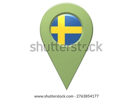 Sweden Map Pointer National Flag Icon Representation