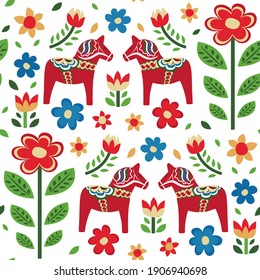 Swedish Dala horse pattern Creative texture for fabric and textile.