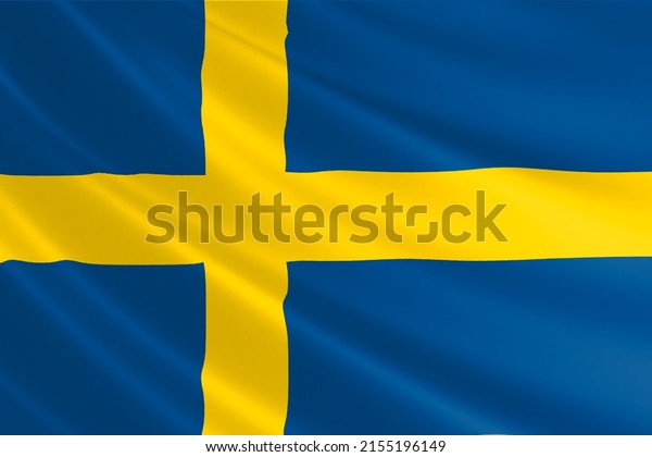 Swedish flag. Sweden\'s\
official flag with the correct color and proportion. The national\
flag of Sweden. 