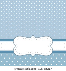 Sweet, blue dots card or invitation with white polka dots. Cute vintage background with white space to put your own text message. Cocktail party, birthday, baby shower or wedding invitation - Powered by Shutterstock