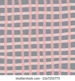 Sweet Cameo Coral Checkered Pattern Tablecloth On Gray Background, Line And Doodle Light Shades, Picnic Plaid Texture, Tartan Pattern Background