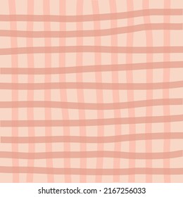 Sweet Cameo Coral Checkered Pattern Tablecloth, Line And Doodle Light Shades, Picnic Plaid Texture, Tartan Pattern Background