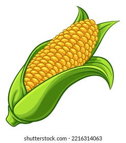 A Sweet Corn Ear Maize Cob Cartoon Vegetable Illustration