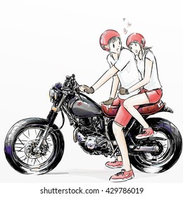 sweet couple riding motorcycle
