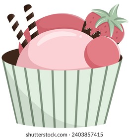 sweet, cupcake, illustration, strawberry, cake, pink, vector, dessert, food, heart, menu, love, pastry, cafe, cartoon, snack, bakery, cute, design - Powered by Shutterstock