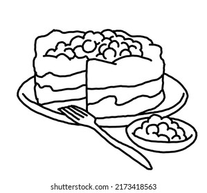 Sweet Dessert Cake Fruits Celebration Birthday Stock Illustration 