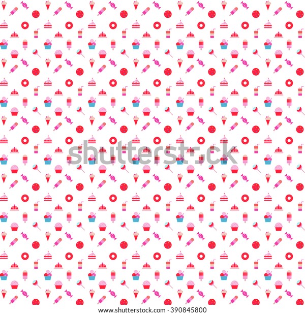 Sweet Food Treats Background Image Red Stock Illustration