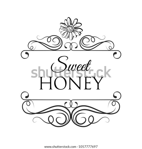 Sweet honey flower label, badge. Filigree
divider vintage frame. 
Illustration