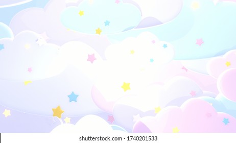 Sweet Pastel Clouds Stars Background 3d Stock Illustration 1740201533 ...