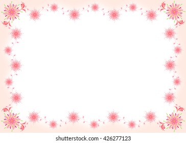 Sweet Pink Firework Flower Border And Frame On White Background Illustration