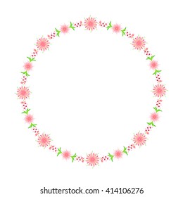 Sweet Pink Flower Circle Border Frame Stock Illustration 414106276 ...