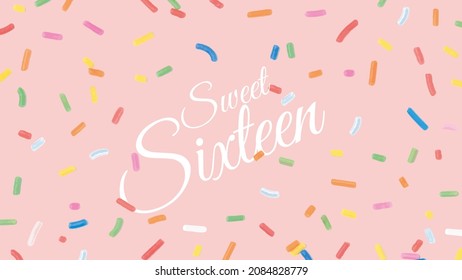 Sweet Sixteen Birthday Greeting Illustration