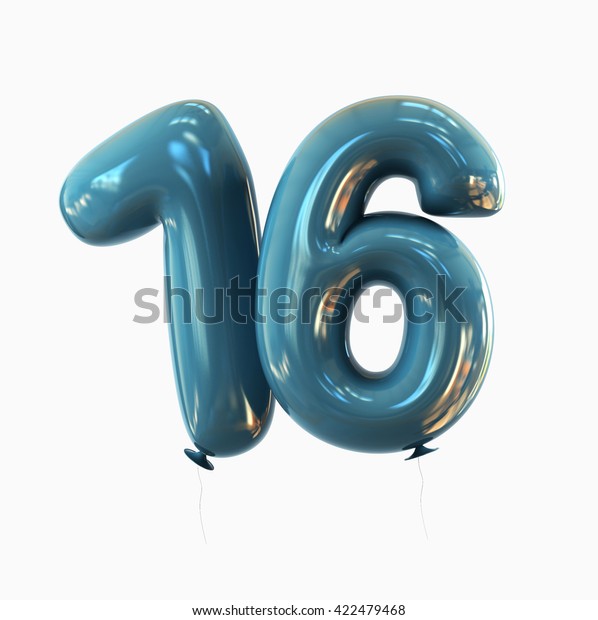 Sweet Sixteen -  Number 16. balloon font. 3d\
rendering isolated on white\
background.