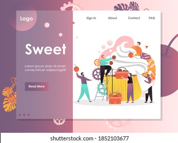 Sweet Website Template, Web Page And Landing Page Design For Website And Mobile Site Development. Sweet Pastry, Confectionery, Bakery.