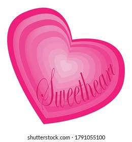 Sweetheart Text In Layered Pink Heart Shape, Symbol Of Love And Romance.
