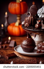 Sweets And Chocolates For The Traditional Halloween Holiday. 3d Rendering