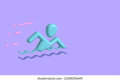 Swimmer athlete 3D icon isolated on purple background. Swimming sport symbol. Youth and sport day vector illustration for game interface, web, graphic design, UI, and app. - Powered by Shutterstock