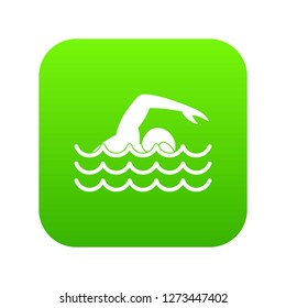 Swimmer icon digital green for any design isolated on white illustration - Powered by Shutterstock