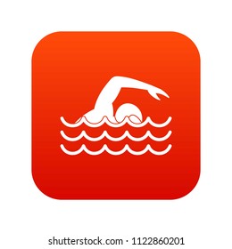 Swimmer icon digital red for any design isolated on white illustration - Powered by Shutterstock