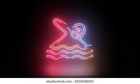 swimming icon glowing neon doodle light.jpg - Powered by Shutterstock