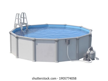 Swimming Pool 3D Illustration On White Background