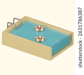 Swimming pool icon representing leisure and relaxation. Perfect for summer vacation, resort, and outdoor recreation themes. 3D Rrender Icon illustration
