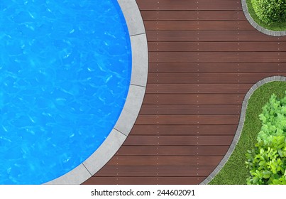 Swimming Pool In Ornamental Garden From Above