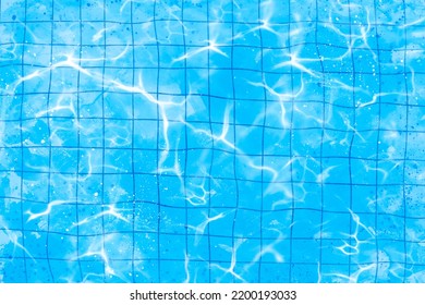 Swimming Pool In A Watercolor Style. Water In The Pool Top View. Summer Background Template For Sticker, Invitation, Card, Poster