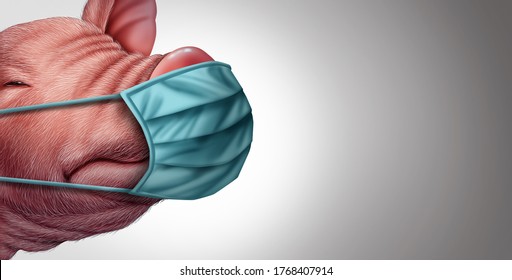 Swine Disease And Pig Virus Or G4 Flu From Infected Livestock As Pigs And Hogs As A Health Risk For Global Infection Outbreak Concept Or Agricultural Public Safety With 3D Illustration Elements.