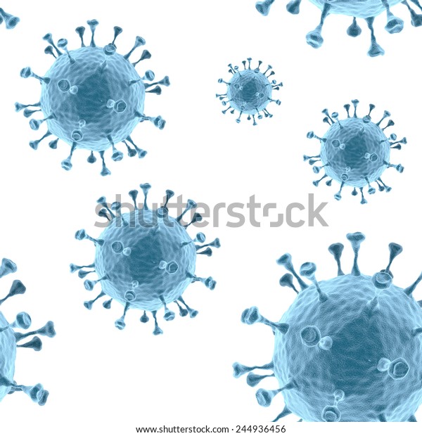 Swine flu virus close up, isolated on white\
background. Healthcare\
concept