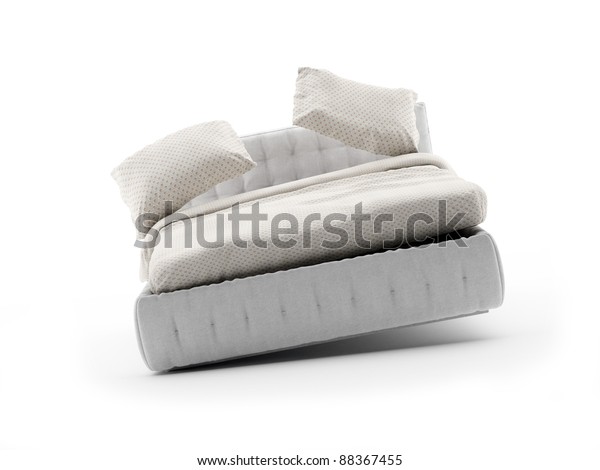 白い背景に柔らかい影と揺れるベッド のイラスト素材