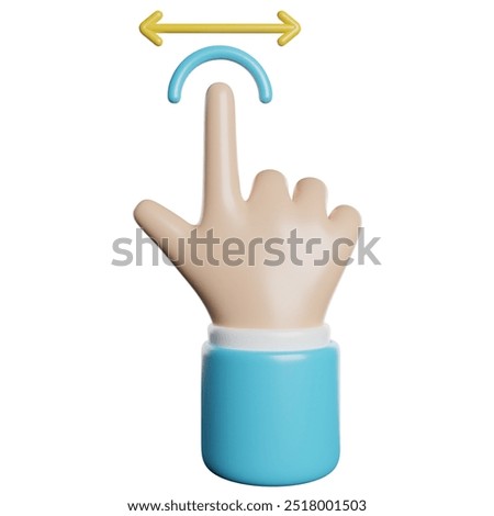 Swipe Gesture Hand 3D Rendering Icon Illustration