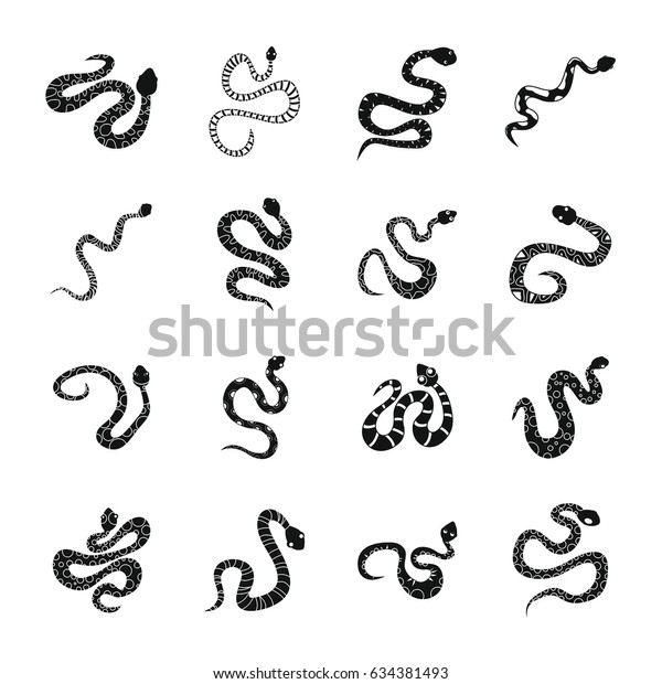 Swirled Snake Icons Set Simple Illustration Stock Illustration 634381493