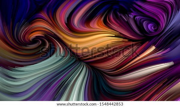 Swirling color\
paint on black background on subject of abstract art, dynamic\
design and creativity. Color Swirl\
series.