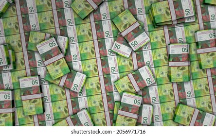 Swiss Franc money pack 3d illustration. CHF banknote bundle stacks. Concept of finance, cash, economy crisis, business success, recession, bank, tax and debt in Switzerland. - Shutterstock ID 2056971716