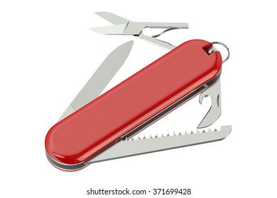 swiss knife isolated on white background