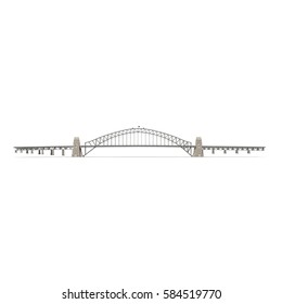 Sydney Harbour Bridge On White. Side View. 3D Illustration