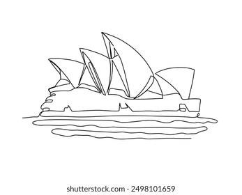 Sydney Opera House in continuous line style 