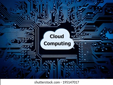 symbol of a cloud on computer circuit board - cloud computing
