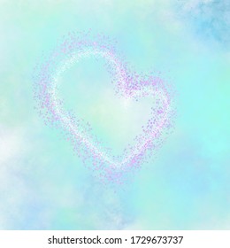 Symbol Of The Heart Made Of Dots In The Blue Sky