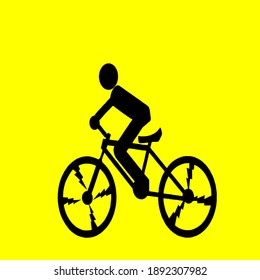 symbol or illustration of a person riding a bicycle