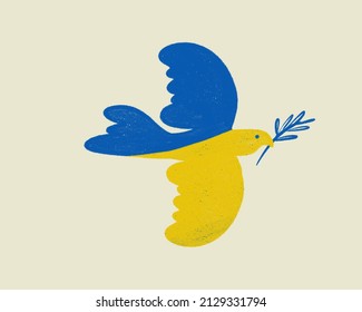 symbol of peace with the color of the flag of Ukraine. Heart of love and peace dove. 