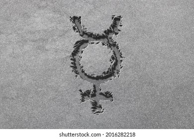 Symbol of Pluto, Pluto Sign, astrology Pluto planet, rugged, silver background